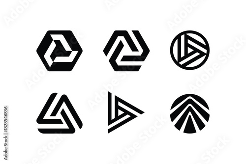 Set of Creative Letter A Triangle Play button for media app