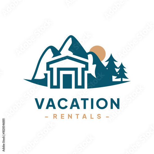 Vacation Rental Logo Design Vector. Concept of travel guide services, accommodation search agencies, and vacation properties.