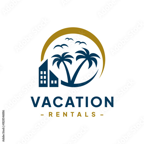 Vector logo design for vacation property rentals. Logo concept for travel guide services, accommodation search agencies, and vacation properties.
