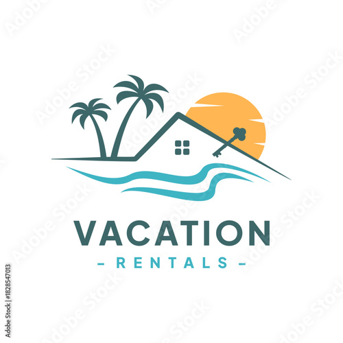 Vacation Rental Logo Design Vector. Concept of travel guide services, accommodation search agencies, and vacation properties.