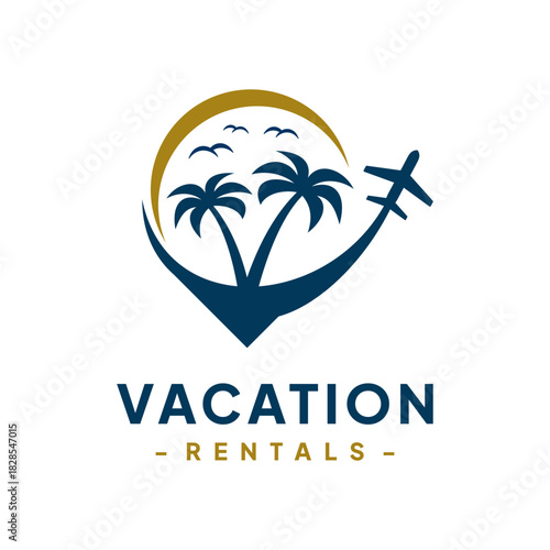Vacation Rental Logo Design Vector. Concept of travel guide services, accommodation search agencies, and vacation properties.