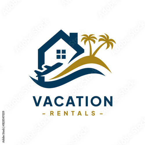 Vacation Rental Logo Design Vector. Concept of travel guide services, accommodation search agencies, and vacation properties.