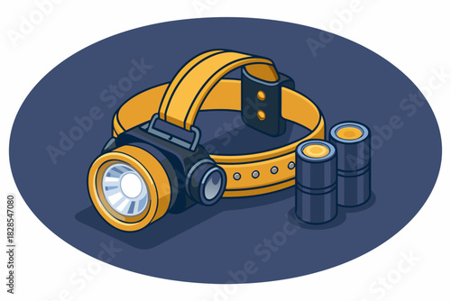 Depicting Bold Headlamp And Spare Batterie Stunning High-Quality Stock Image