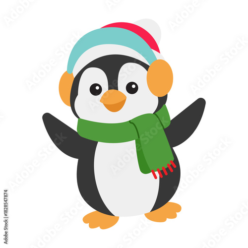 Winter Penguin Wearing Scarf