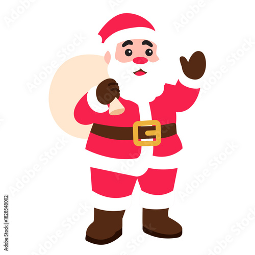 Santa Waving with Gift Bag