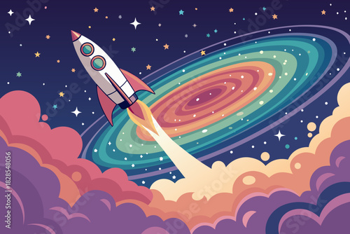 Featuring Stylized Rocket Launching Into Elegant Creative Visual