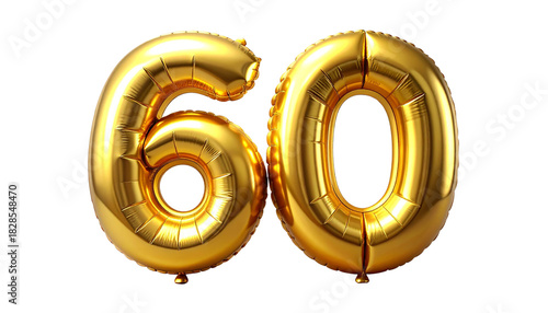 Elegant Gold Foil Number 60 Balloons for Party Invitations