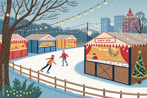 Showcasing Winter Fair Ice Skating Area Next Dynamic Premium Digital Asset