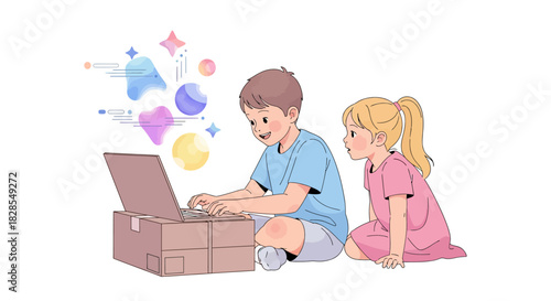 Children Engaging with Creative Digital Art and Interactive Graphics