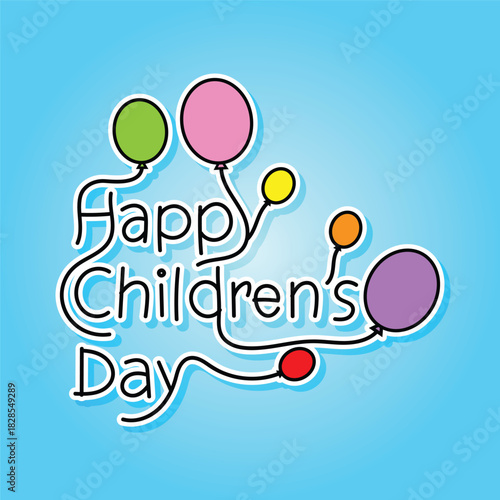 Cute Happy Children's Day Message Vector Illustration