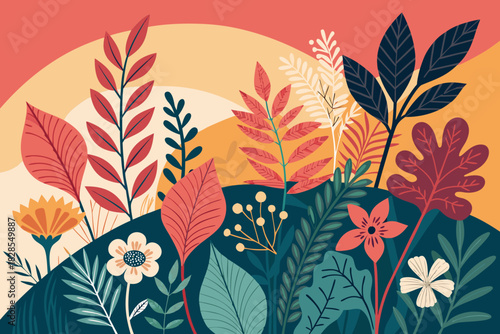 Beautiful Botanical Arrangement With Shapes Creative Visual