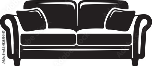 Elegant sofa vector icon comfortable couch with pillows perfect for interior design and furniture catalogs