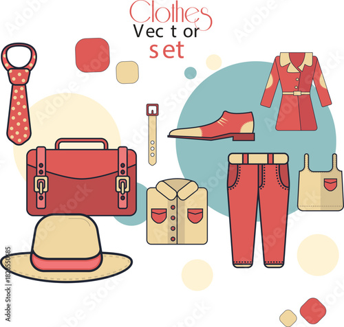 Clothes Vector Set — Fashion Apparel Icons  Clothing Illustration