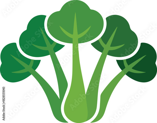 Healthy green leafy vegetable vector plant icon for organic food nutrition and fresh produce concepts