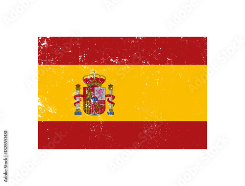 Vintage flag of Spain with scratches