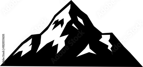 Simple Flat Design Mountain Peak with Snow Silhouette Illustration Icon