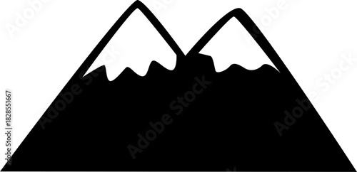 Minimalist Silhouette Mountain Range Peak with Snow Landscape Illustration
