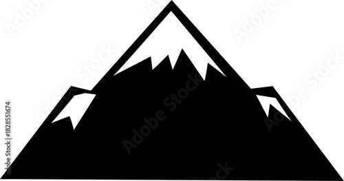 Simple Silhouette Triangular Mountain Peak with Snow Cap Landscape Icon