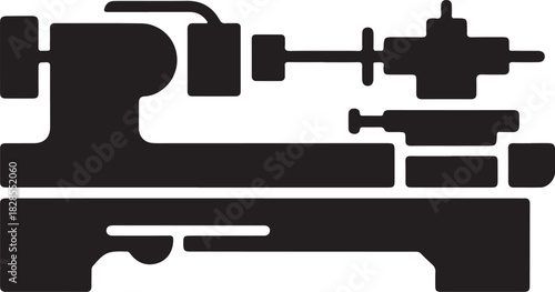 Industrial drilling machine vector illustration on a black background for manufacturing and machinery concepts