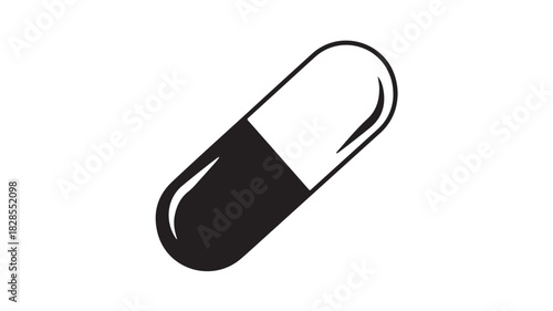 Pill capsule vector icon simple flat glyph design isolated on white background for medical and healthcare concepts