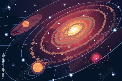 Galaxy Map With Glowing Star Clusters And Creative Visual Great for Commercial Projects