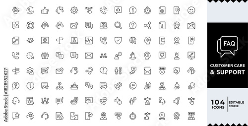 Pixel Perfect,Customer service Support, customer service thin line icons set.  line editable icon set. Containing customer satisfied, assistance, experience, feedback,icon set