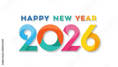 Colorful Happy New Year 2026 Celebration Design.