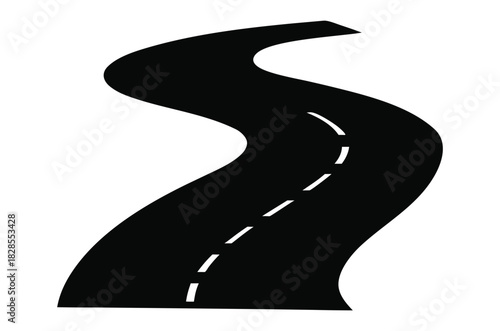 Winding road silhouette vector, Curved road icon


