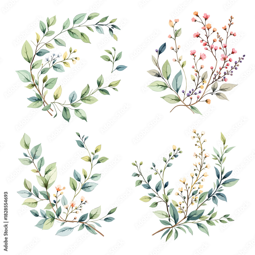 Obraz premium Watercolor Floral Wreath, Wreath Clipart Watercolor
