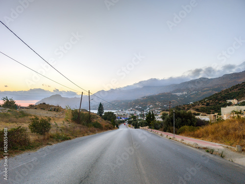 Fototapeta Naklejka Na Ścianę i Meble -  The road to the center of the Cretan town of Plakias (Greece)