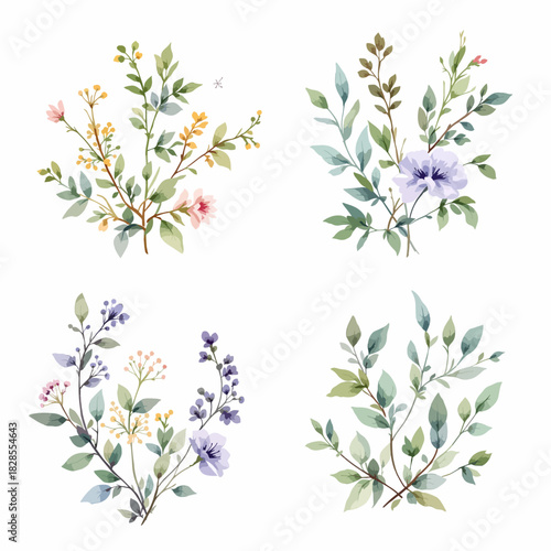 Spring floral vector illustration pattern on white background