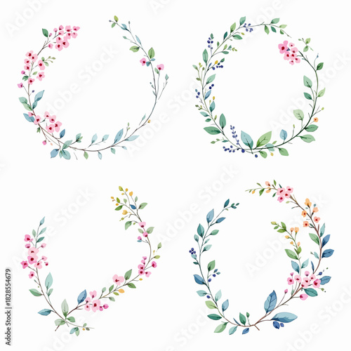 Watercolor Floral Wreath, Wreath Clipart Watercolor, Pastel Pink Flowers Wedding Clipart Wild Floral Clipart	