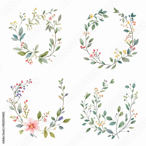 Watercolor Floral Wreath, Wreath Clipart Watercolor, Pastel Pink Flowers Wedding Clipart Wild Floral Clipart	