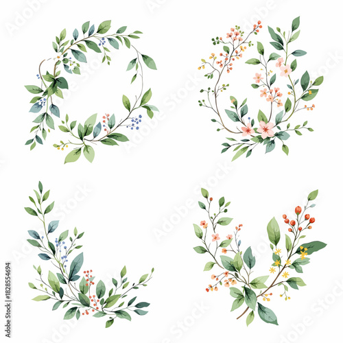 Watercolor Floral Wreath, Wreath Clipart Watercolor, Pastel Pink Flowers Wedding Clipart Wild Floral Clipart	