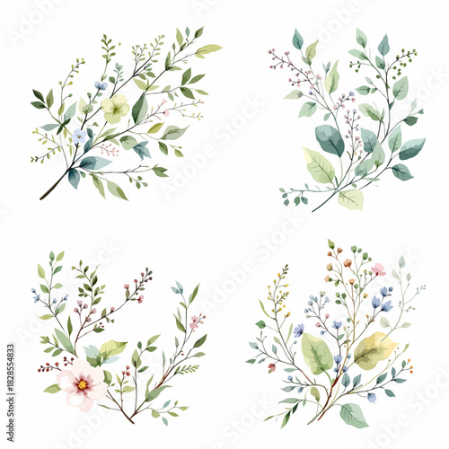 Spring floral vector design background with flowers, leaves, and butterfly ornament border pattern illustration
