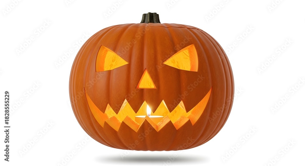 Fototapeta premium Eerie Jack-o'-Lantern with Glowing Face for Halloween Night