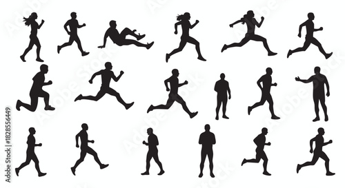 Dynamic Human Figures in Motion A Collection of Running Silhouettes Illustrating Athleticism and Energy