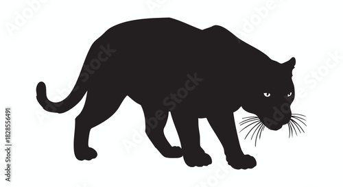 Captivating Silhouette Bold Black Panther Illustration for Graphic Design and Wildlife Enthusiasts 