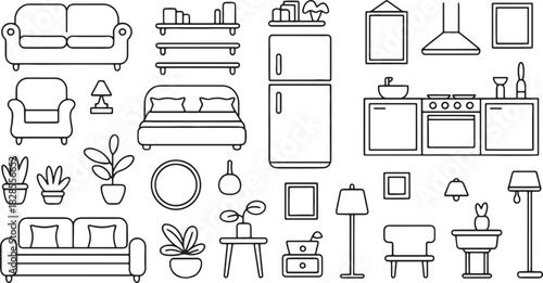 set of household appliances icons