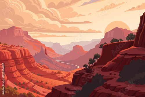 Landscape Canyon Valley With Exaggerated Creative Visual Ideal for Marketing