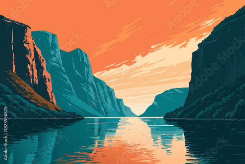 Showcasing Landscape Fjord Cliffs With Bold Teal Wate Stunning Creative Visual