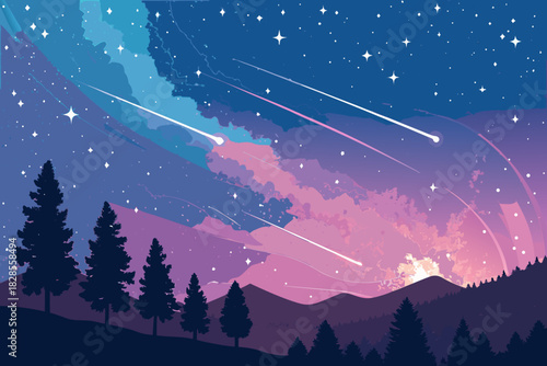 Crisp Meteor Shower Streaking Across High-Quality Stock Image