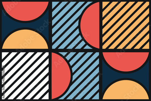 Dynamic Minimal Geometric Shapes With Bold High-Quality Stock Image