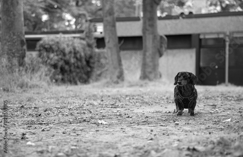 black and white dog dachshund deckle