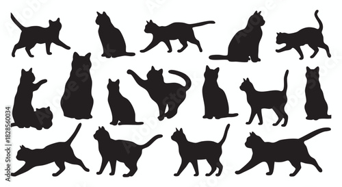 A diverse collection of black fish silhouettes and skeleton icons. Vector set of stylized marine life symbols for graphic design and logos, isolated on a white background.