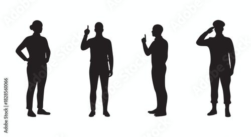 Silhouettes of People in Various Poses Conceptual Representations of Ideas, Directions, and Acknowledgement