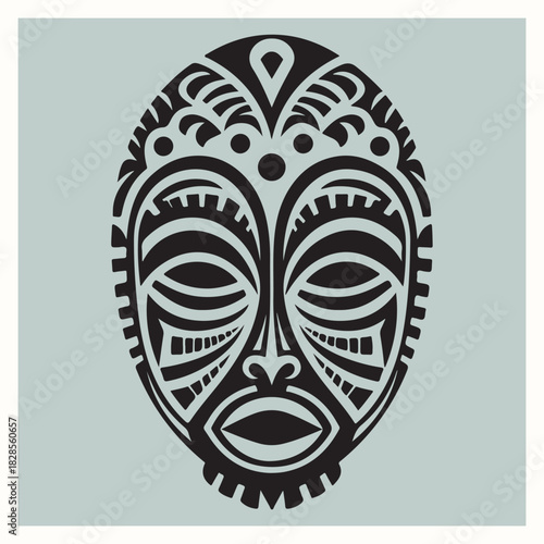 African Tribal Mask Vector Silhouette