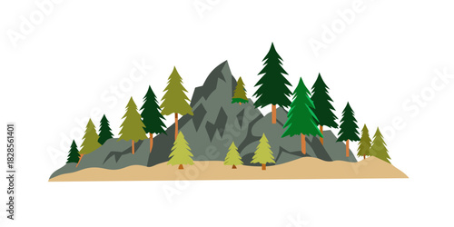 Variant Along the craggy foothills the conifer forest is an intr.
