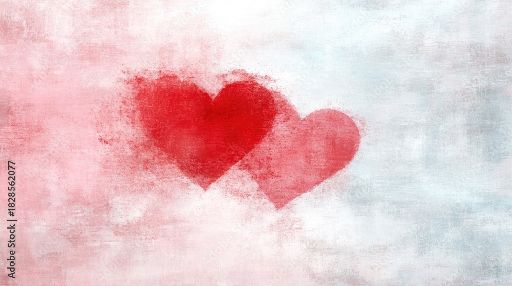 Fototapeta premium Romantic Valentine’s Day background with hearts in soft colors