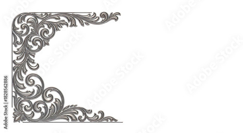 Elegant ornate corner scrollwork design, classic decorative flourish